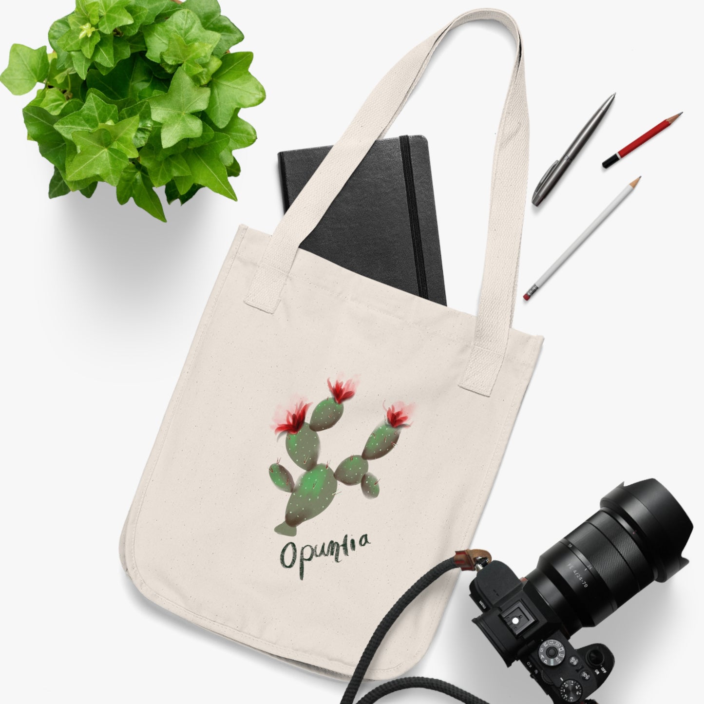 Red Opuntia Organic Canvas Tote Bag