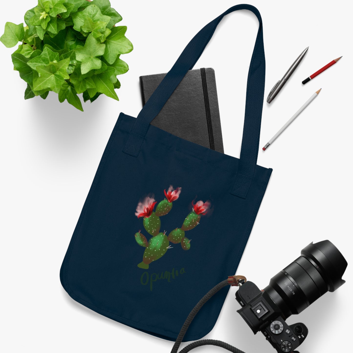 Red Opuntia Organic Canvas Tote Bag