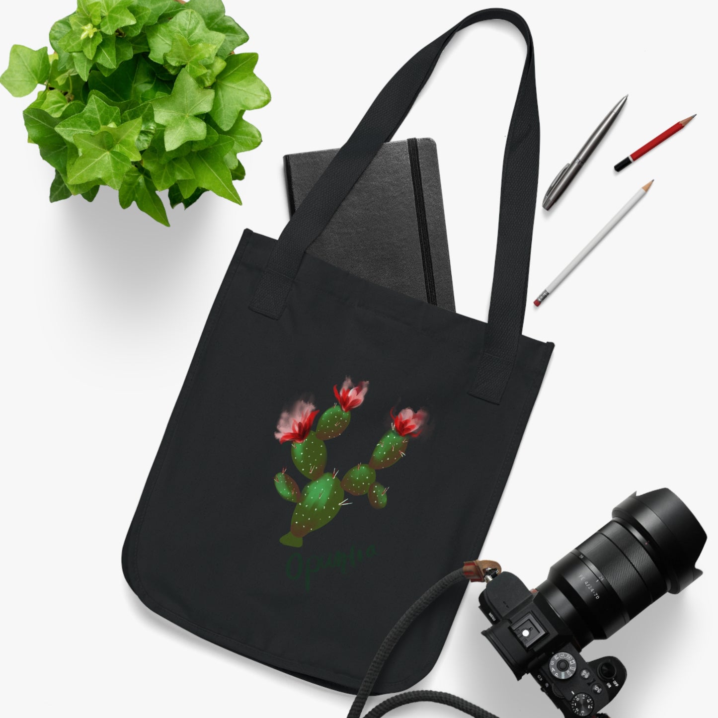 Red Opuntia Organic Canvas Tote Bag