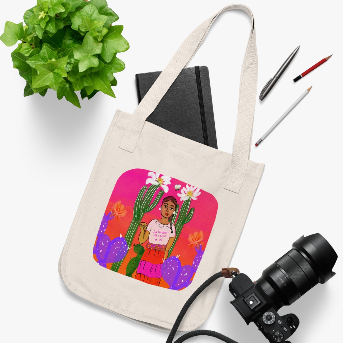 Border Crossed Me Organic Canvas Tote Bag