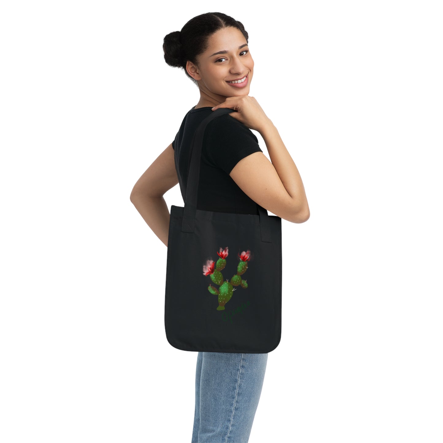 Red Opuntia Organic Canvas Tote Bag